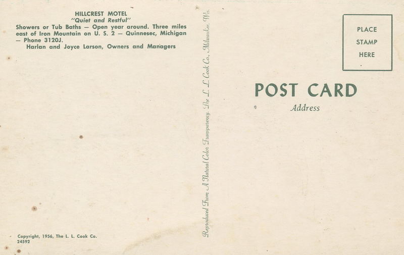 Hillcrest Motel - Vintage Postcard